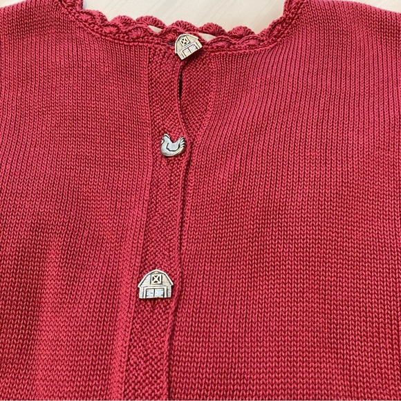 Vtg Renattoni Girls Hand Made Cardigan/ Crocheted Trim, Farm House Button Down - Picture 4 of 8